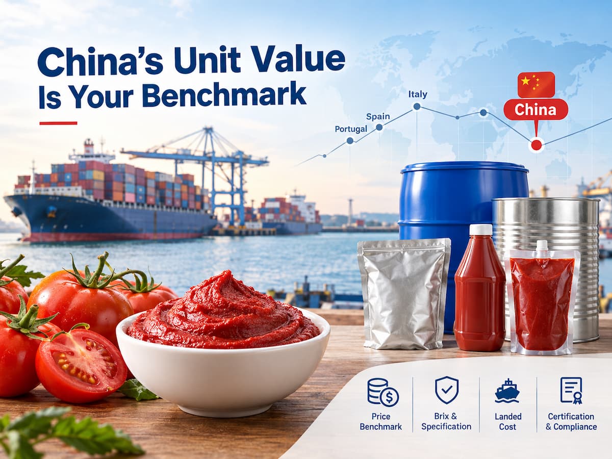 Harga Pasta Tomat China 2026: Nilai Unit Ekspor vs Italia, Spanyol, dan Chili